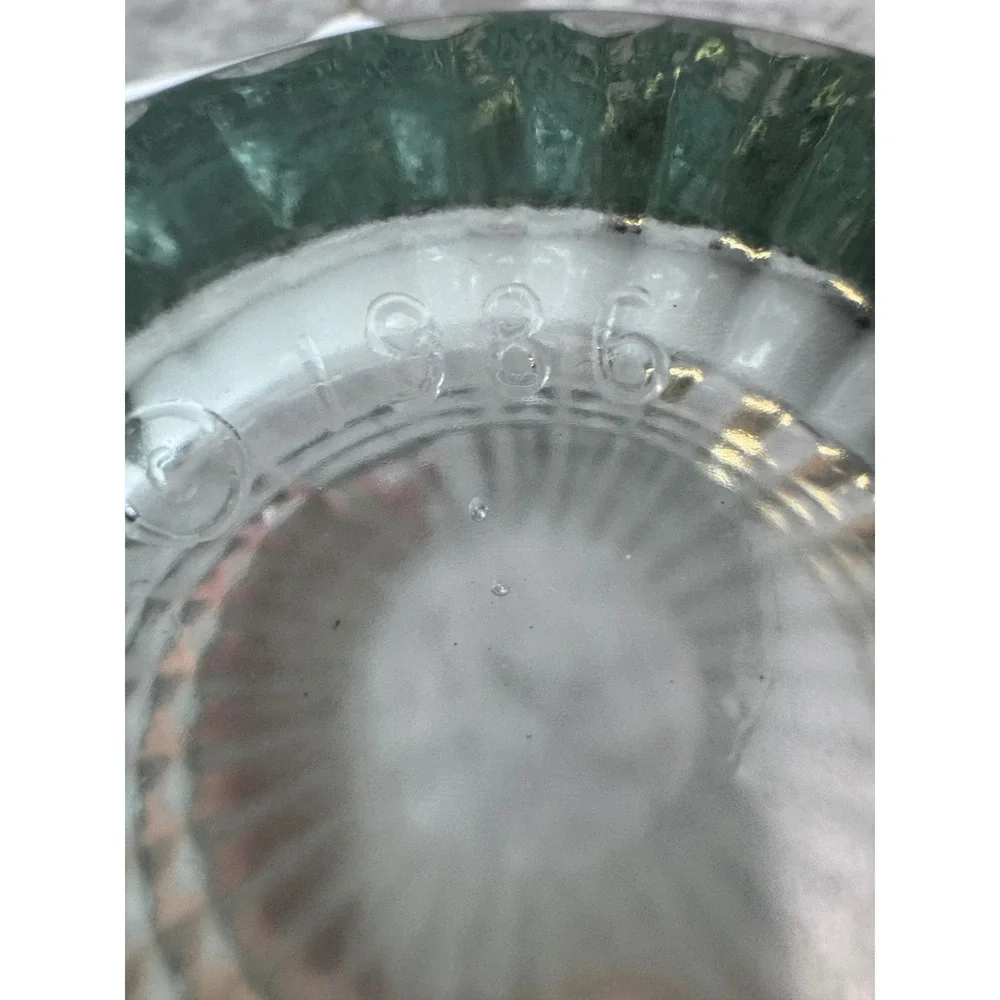 Vintage 1986 FTDA Clear Ribbed Glass Flower Vase Scalloped Rim 9 In Heavy Decor